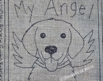 Primitive Rug Hooking Patter-My Angel~Golden Retriever