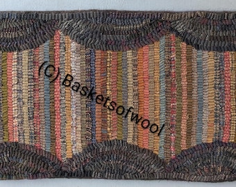 Folk Art Primitive Rug Hooking Pattern-Scrappy Runner
