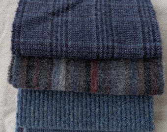 Mill Dyed 100% Wool Bundle- Blues #2-Washed