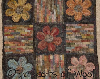 Primitive Rug Hooking Pattern-Flowerbox
