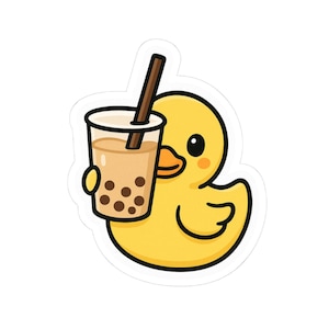 Boba Tea Rubber Ducky Sticker, Fun Laptop Decal, Bubble Tea Lover Gift, Party Favor