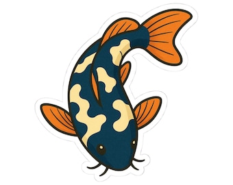 Blue Koi Fish Sticker | Colorful Fish Decal Perfect for Laptops, Journals, Scrapbooks & Gifts