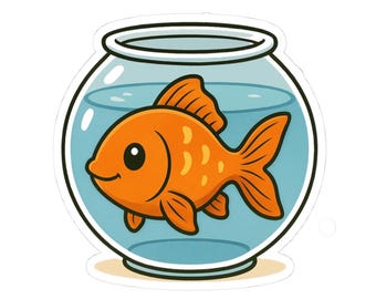 Cute Goldfish in Fishbowl Sticker | Perfect for Laptop Decals, Water Bottle Decals & Gifts