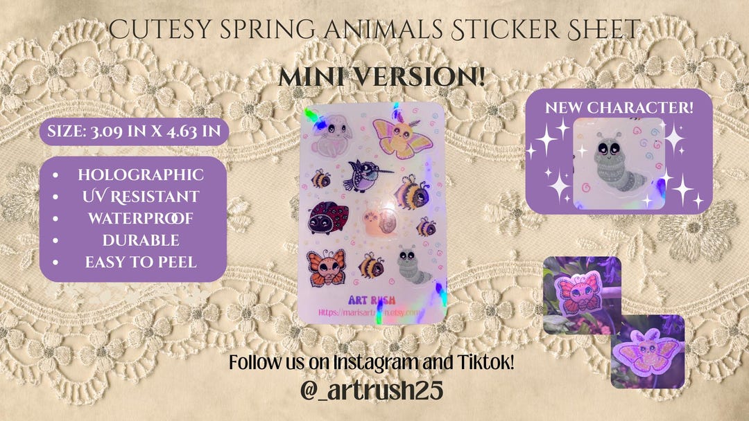 Sticker Mini Spring Roll Mini Spring Animals Sticker Sheet - Etsy