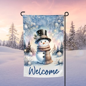 Snowman Garden Flag Png, Winter Welcome Sublimation, Christmas Garden Flag, Holiday Design, Printable Garden Flag Png Designs