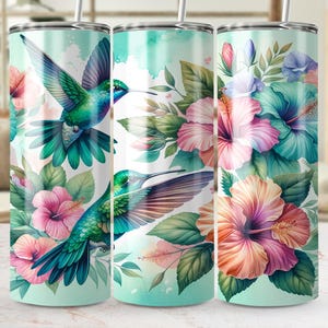 Hummingbird Tumbler Wrap, Floral Tumbler Design, Sublimation Designs, 20oz Tumbler, Bird Png, Flower Tumbler Wrap, Floral Png