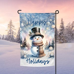 Happy Holidays Garden Flag, Winter Sublimation, Snowman Png Designs, Christmas Garden Flag, Festive Garden Flags, Holiday Png