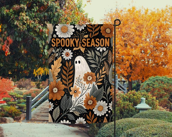 Spooky Season Halloween Ghost Png, Fall Garden Flag, Fall Png, Fall Sublimation Designs, Png Designs, Retro Halloween, Spooky Season Png