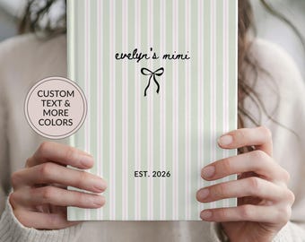 Personalized Grandparent Journal Gift, New Grandma Grandpa Pregnancy Announcement Gifts, Custom Grandchild Name Stripe Notebook