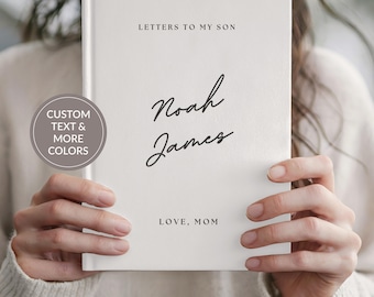 Letters to my Son Personalized Journal Grandson Custom Name Notebook Memory Book, Baby Boy Shower Gift for New Mom Dad Parents Grandparents