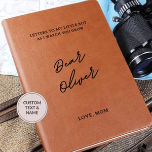 Personalized Journal, Letters to my Son Baby Boy Memory Book Custom Name Vegan Leather Notebook, Baby Shower Gift for New Mom Dad Parents