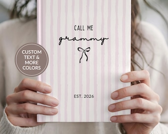 Personalized Grandma Journal Gift, Custom Mimi Grammy Est New Grandparent Pregnancy Announcement Gifts, Custom Stripe Notebook