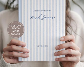Letters to my Son Personalized Journal Grandson Custom Name Notebook Memory Book, Baby Boy Shower Gift for New Mom Dad Parents Grandparents