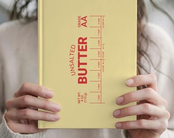 Diario personalizado de mantequilla sin sal, cuaderno con nombre personalizado para panaderos, regalo divertido de repostería para amantes de la comida, regalo de chef, diario de recetas, diario de cocina