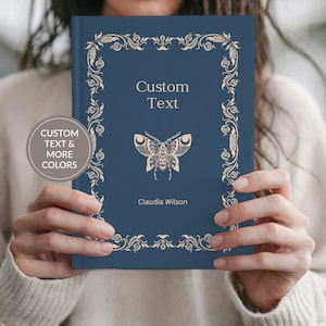 Custom Text Journal, Personalized Moon Celestial Notebook, Medieval Bookish Fantasy Reader Writer Poetry Book Club Birthday Chapter Gift