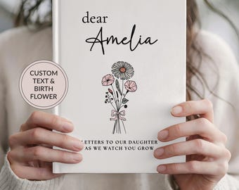 Personalized Letters to Daughter Journal, Birth Flower Dear Granddaughter, Birthday Letter Custom Notebook, Baby Shower Gift for New Parents
