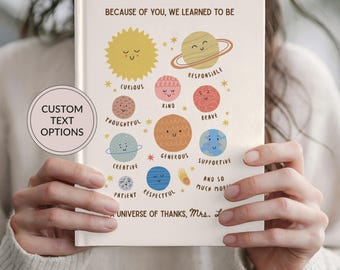 Teacher Thank You Gift Personalized Journal, Appreciation Gift from Student, Custom Space Theme Notebook School End Of Year Retirement Gifts