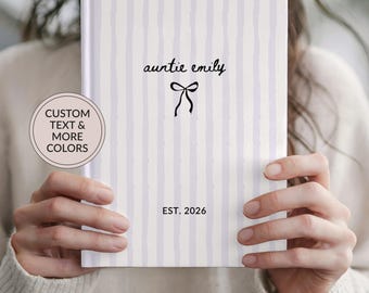 Personalized Auntie Journal Gift, New Auntie Aunt To Be Pregnancy Announcement Gifts, Custom Niece Nephew Name Stripe Notebook