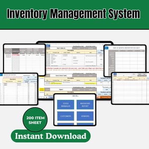 Excel Inventory Management Template | Small Business Stock Tracker | Track Up to 200 Items | Automated Spreadsheet | Digital Download