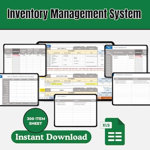 Excel Inventory Management Template | Small Business Stock Tracker | Digital Download | Automated Inventory Sheet with 300 itmes sheet