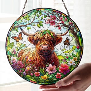 Highland Cow Suncatcher, Window Hanging Sun Light Catcher, Summer Home Decor, Personalized Gift for Her