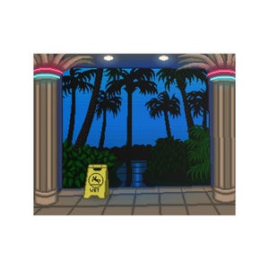 Vaporwave Pixel Art Poster - Neon Mall - Liminal Space Florida - Horizontal Matte Posters