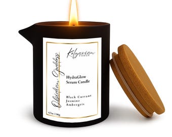 Kelgavian Forge: HydraGlow Serum Candle. Luxury Skin-Softening Ritual • Warm Oil Infusion • Apothecary