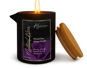 Kelgavian Forge: HydraGlow Serum Candle. Luxury Skin-Softening Ritual • Warm Oil Infusion • Apothecary