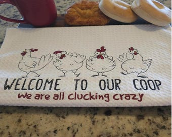 One-of-a-kind embroidered kitchen towels & aprons with large, artistic, high-stitch-count, premium-quality, unique, personalized designs.