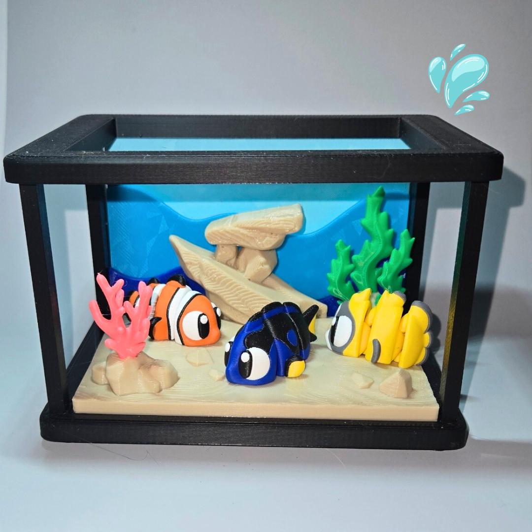 Tropical Aquarium Fidget Set | 3D printed Fish | Finding Nemo | Customized Fish Tank | Blue Tang | Butterfly Fish | Clown Fish