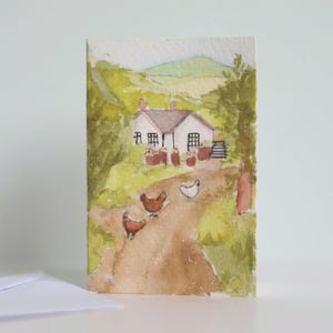 Mini cartão aquarela pintado à mão