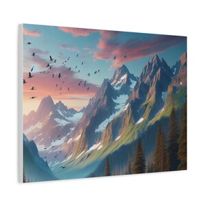 Mountain Landscape Canvas Art Print, Scenic Wall Decor, Nature Artwork, Gift for Nature Lovers, Home Decor, Rustic Style