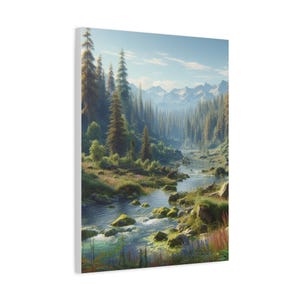 Serene Landscape Canvas Art, Tranquil Home Decor, Nature Wall Art, Gift for Nature Lovers, Mountain Scenery Print, Peaceful Artwork