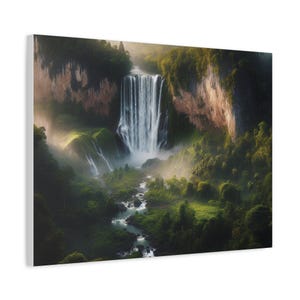 Stretched Canvas Wall Art, Serene Waterfall Landscape, Nature Decor, Home Decoration, Gift for Nature Lovers, Wall Hanging
