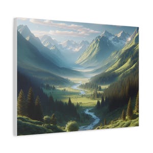 Serene Mountain Landscape Canvas Art, Nature Wall Decor, Home Decoration, Gift for Nature Lovers, Tranquil Artwork