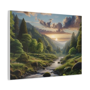 Matte Canvas Wall Art, Nature Sunset Painting, Home Decor, Gift for Nature Lovers, Landscape Art, Wall Decor