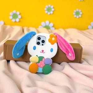 Bunny Plush Ear iPhone case , Cute Rabbit Soft Silicone iPhone case, Gift for Her