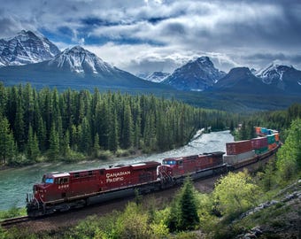 Morant's Curve Canadian Pacific Railway Photo, Iconic Alberta Canada Landscape, Fine Art Photography Print, Train Enthusiast Gift Art