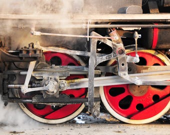 SY Class Steam Locomotive Running Gear, Zhalainuoer Chinese Railway Heritage Industrial Wall Art, Mechanical Detail Print, Train Gift