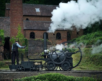 1802 Trevithick Steam Locomotive Print, History First Train Photo,Industrial Revolution Wall Art, Coalbrookdale Rail Poster,Engineering Gift