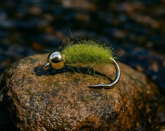 6 PACK Caddis Larva, Tan, Green, Custom Fishing Lure Gift – Caddis Larva Fly – Outdoors Gift Idea – Handmade Hobby Gear – Unique Nature Gift
