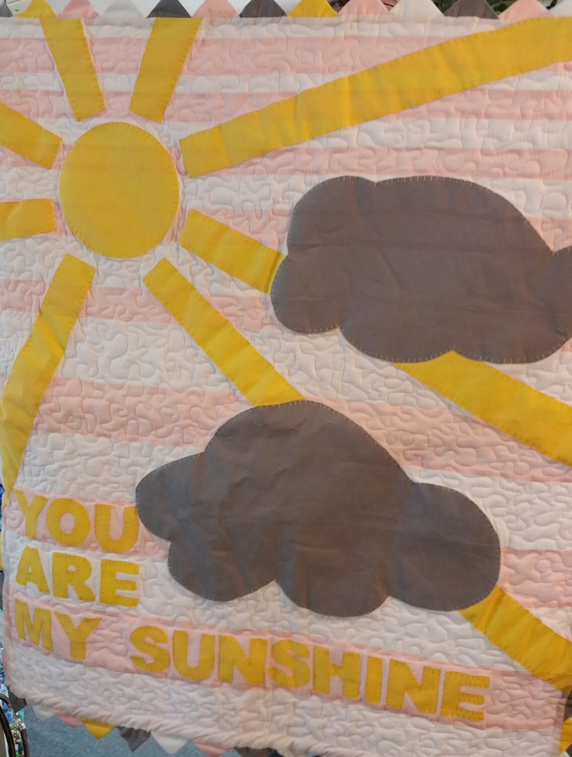 You are my Sunshine Baby Quilt Handmade Pink Yellow Grey Etsy