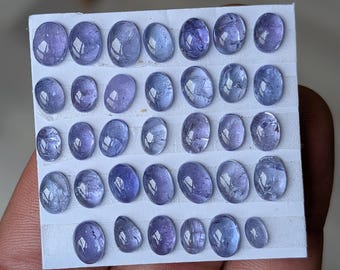 1 sztuka tanzanit owalny płaski tył kaboszon z kamieniem szlachetnym, oprawa drutu, biżuteria wisiorkowa, makrama, materiały metaloplastyczne, kamienie szlachetne do pierścionka
