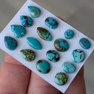 1 Piece Tibetan Turquoise Flat Back Gem Cabochon gem for rings, wire wrapping, pendant setting, macrame or metalsmith jewelry supplies
