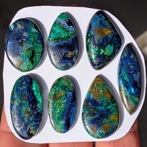 1 Piece Malachite Azurite Flat Back Gem Cabochon wire wrapping Jewelry Pendant setting macrame jewelry metalsmith supplies cabochons