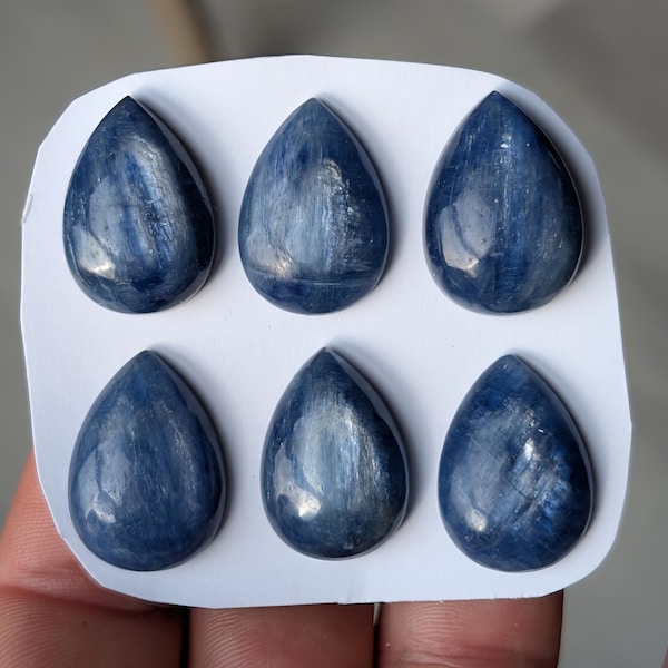 1 pezzo di cabochon di cianite blu a fondo piatto, incastonatura per gioielli, ciondolo, macramè, forniture per orafi, cabochon