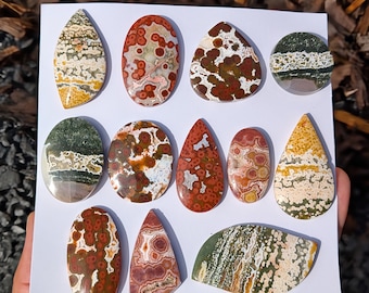 1 Piece Ocean Jasper Oval Round Pearshape Flat Back Gem Cabochon wire wrapping Jewelry Pendant Ring setting macrame jewelry metalsmith
