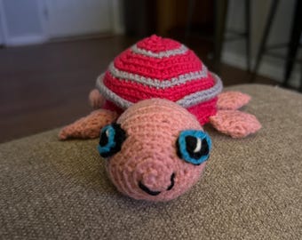 Crochet Sea Turtle Plush: Handmade Derpy Emotional Support Buddy