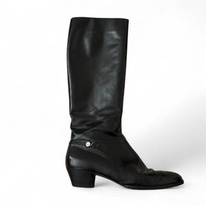 Classic Vintage Ferragamo Black Leather Riding Boots | Gancini Detail | Timeless Luxury