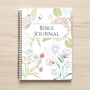 Floral Bible Ruled Journal - Inspirational Christian Spiral Notebook for Faith, Prayer, and Reflection, Ideal Gift for Bible Study & Worship